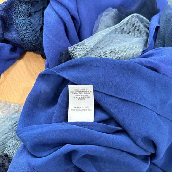 Free People Forget Me Not Blue Chiffon Maxi Dress Sleeveless NWT Size 4 - Picture 9 of 11